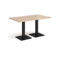 Brescia rectangular dining table with flat square black bases 1400mm x 800mm - Kendal oak