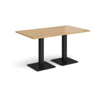 Brescia rectangular dining table with flat square black bases 1400mm x 800mm - oak