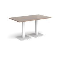 Brescia rectangular dining table with flat square white bases 1400mm x 800mm - Barcelona walnut