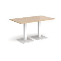 Brescia rectangular dining table with flat square white bases 1400mm x 800mm - Kendal oak
