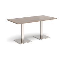 Brescia rectangular dining table with flat square brushed steel bases 1600mm x 800mm - Barcelona walnut