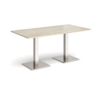 Brescia rectangular dining table with flat square brushed steel bases 1600mm x 800mm - made to order
