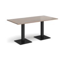 Brescia rectangular dining table with flat square black bases 1600mm x 800mm - Barcelona walnut