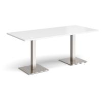 Brescia rectangular dining table with flat square brushed steel bases 1800mm x 800mm - white