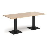 Brescia rectangular dining table with flat square black bases 1800mm x 800mm - Kendal oak
