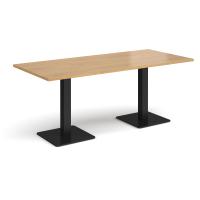 Brescia rectangular dining table with flat square black bases 1800mm x 800mm - oak