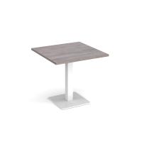 Brescia square dining table with flat square white base 800mm - grey oak
