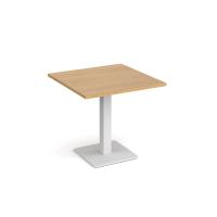 Brescia square dining table with flat square white base 800mm - oak