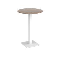 Brescia circular poseur table with flat square white base 800mm - Barcelona walnut