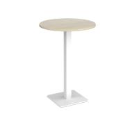 Brescia circular poseur table with flat square white base 800mm - made to order