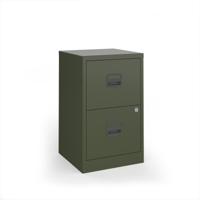 Bisley A4 home filer with 2 drawers - olive green