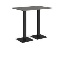 Brescia rectangular poseur table with flat square black bases 1200mm x 800mm - Onyx Grey