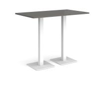 Brescia rectangular poseur table with flat square white bases 1400mm x 800mm - Onyx Grey
