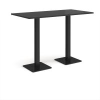 Brescia rectangular poseur table with flat square black bases 1600mm x 800mm - Black