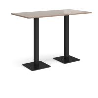 Brescia rectangular poseur table with flat square black bases 1600mm x 800mm - Barcelona walnut
