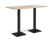 Brescia rectangular poseur table with flat square black bases 1600mm x 800mm - Kendal oak