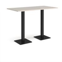 Brescia rectangular poseur table with flat square black bases 1600mm x 800mm - Light Grey