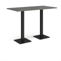 Brescia rectangular poseur table with flat square black bases 1600mm x 800mm - Onyx Grey