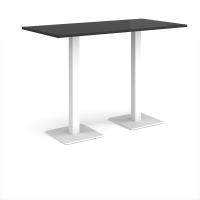 Brescia rectangular poseur table with flat square white bases 1600mm x 800mm - Black