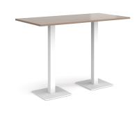 Brescia rectangular poseur table with flat square white bases 1600mm x 800mm - Barcelona walnut