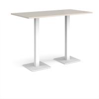 Brescia rectangular poseur table with flat square white bases 1600mm x 800mm - Light Grey