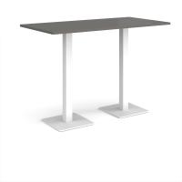 Brescia rectangular poseur table with flat square white bases 1600mm x 800mm - Onyx Grey