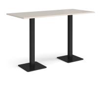 Brescia rectangular poseur table with flat square black bases 1800mm x 800mm - Light Grey