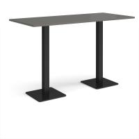 Brescia rectangular poseur table with flat square black bases 1800mm x 800mm - Onyx Grey