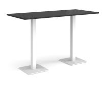 Brescia rectangular poseur table with flat square white bases 1800mm x 800mm - Black