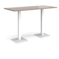 Brescia rectangular poseur table with flat square white bases 1800mm x 800mm - Barcelona walnut
