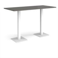 Brescia rectangular poseur table with flat square white bases 1800mm x 800mm - Onyx Grey