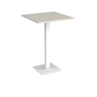 Brescia square poseur table with flat square white base 800mm - Light Grey