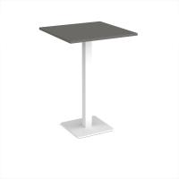 Brescia square poseur table with flat square white base 800mm - Onyx Grey