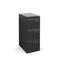 Bisley steel 3 drawer public sector contract filing cabinet 1016mm high - black