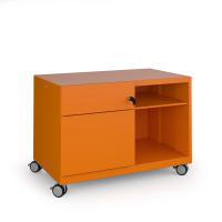 Bisley steel caddy left hand storage unit 800mm - orange