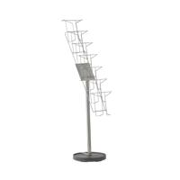 Cass floor standing steel & wire display unit 7x A4 compartments - Silver