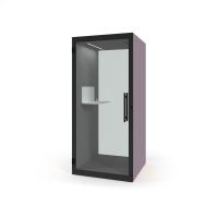Chatbox single person acoustic hub 1m x 1m with shelf - myosotis