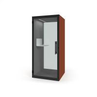 Chatbox single person acoustic hub 1m x 1m with shelf - paprika