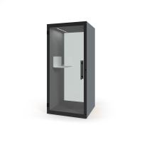 Chatbox single person acoustic hub 1m x 1m with shelf - storm grey