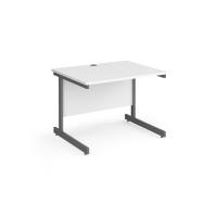 Contract 25 straight desk with graphite cantilever leg 1000mm x 800mm - white top