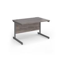 Contract 25 straight desk with graphite cantilever leg 1200mm x 800mm - grey oak top