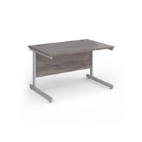 Contract 25 straight desk with silver cantilever leg 1200mm x 800mm - grey oak top