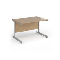 Contract 25 straight desk with silver cantilever leg 1200mm x 800mm - kendal oak top