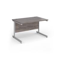 Contract 25 straight desk with white cantilever leg 1200mm x 800mm - grey oak top