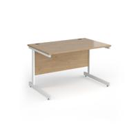 Contract 25 straight desk with white cantilever leg 1200mm x 800mm - kendal oak top
