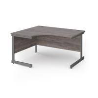 Contract 25 left hand ergonomic desk with graphite cantilever leg 1400mm - grey oak top