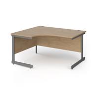 Contract 25 left hand ergonomic desk with graphite cantilever leg 1400mm - kendal oak top