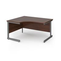 Contract 25 left hand ergonomic desk with graphite cantilever leg 1400mm - walnut top