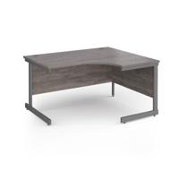 Contract 25 right hand ergonomic desk with graphite cantilever leg 1400mm - grey oak top