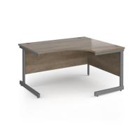 Contract 25 right hand ergonomic desk with graphite cantilever leg 1400mm - nebraska oak top